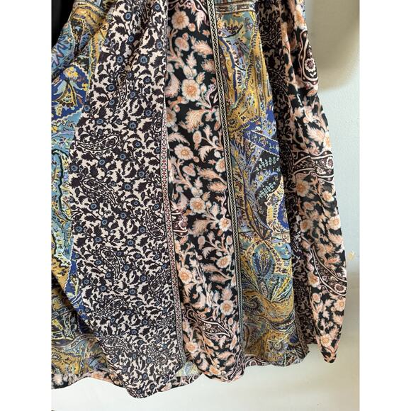 Anthropologie Floral Embroidered Deep V Neck Maxi Dress Floral Paisley Size 0 - Picture 9 of 12